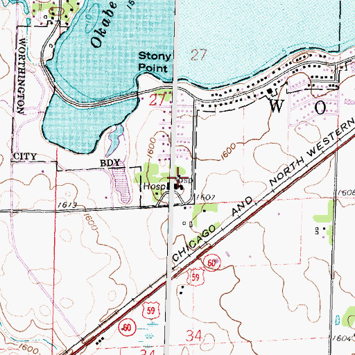 Topographic Map of Grace Community Church, MN