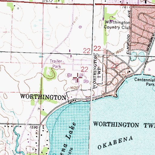 Topographic Map of Minnesota West Community and Technology College, MN
