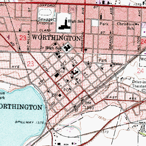 Topographic Map of Central Elementary School, MN