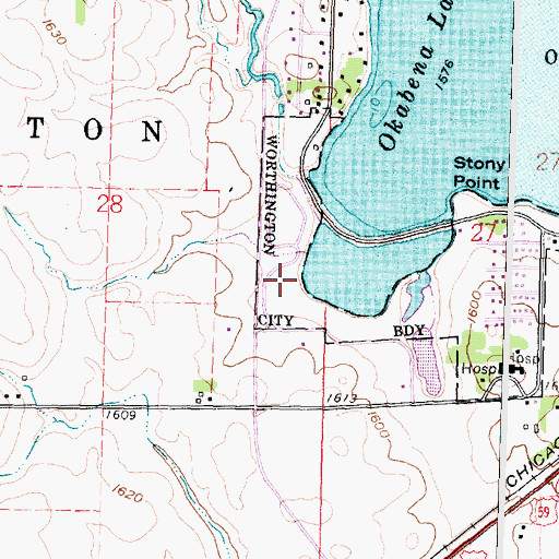 Topographic Map of Olson Park, MN