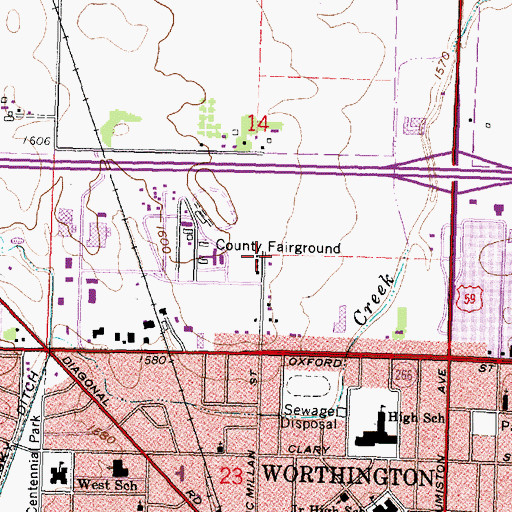Topographic Map of Nobles County Fairgrounds, MN