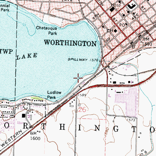 Topographic Map of Ehlers Park, MN
