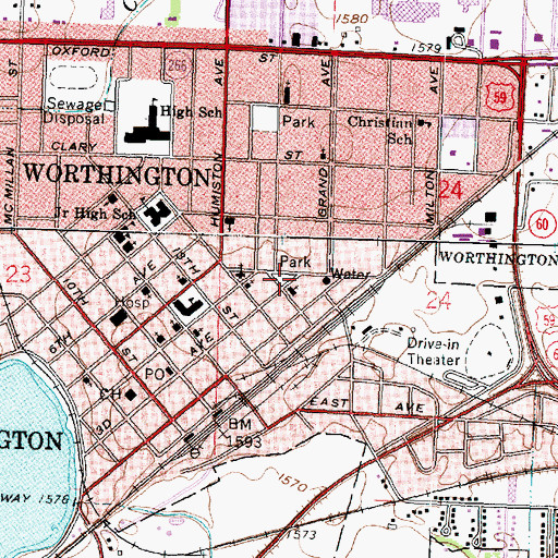 Topographic Map of Church Park, MN