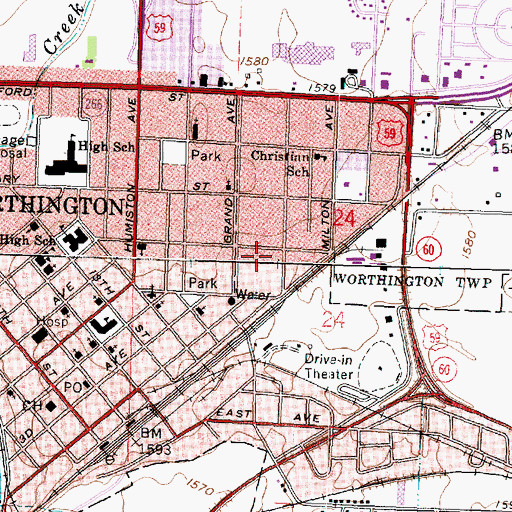 Topographic Map of Intercity Park, MN