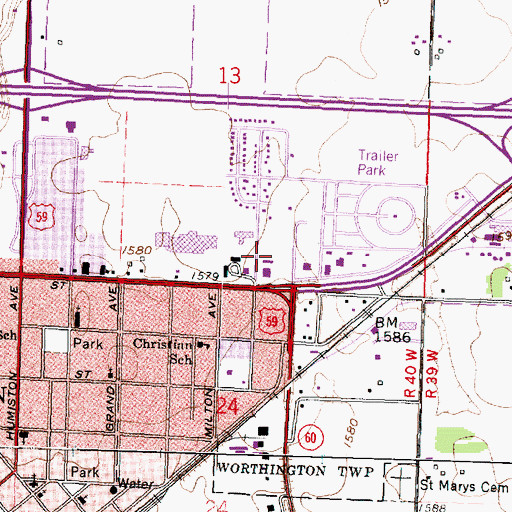 Topographic Map of Watland Park, MN