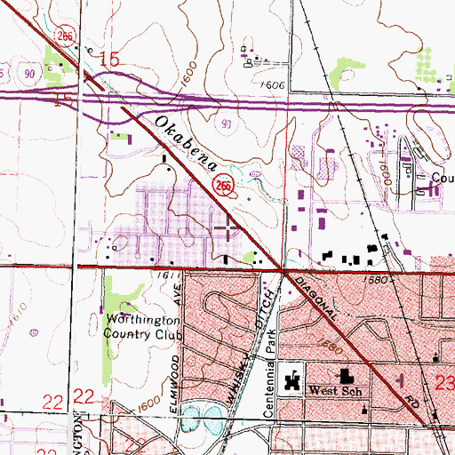 Topographic Map of Kelly Park, MN