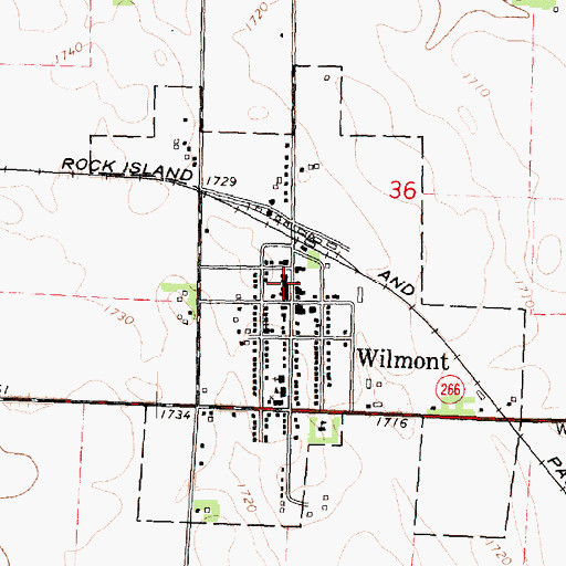 Topographic Map of Wilmont Police Department, MN