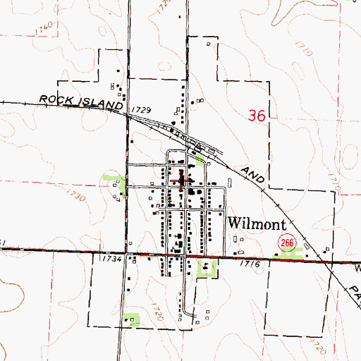 Topographic Map of Wilmont Post Office, MN
