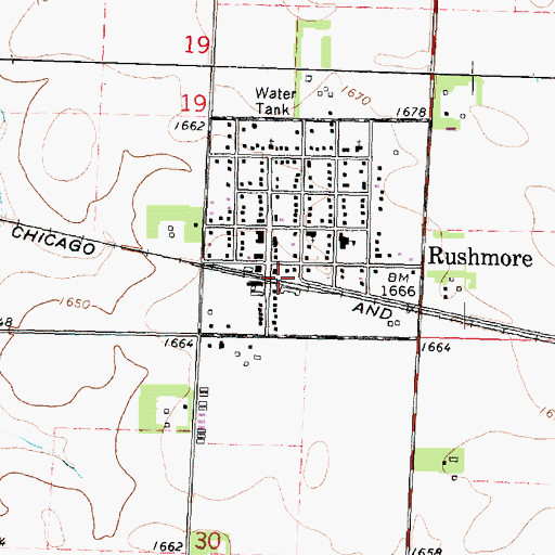 Topographic Map of Rushmore (historical), MN