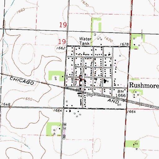 Topographic Map of Rushmore City Hall, MN