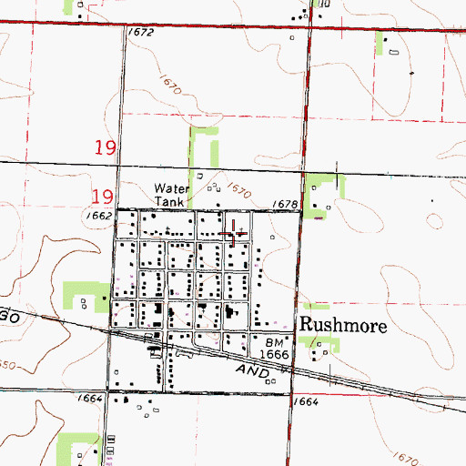 Topographic Map of Saint John's Lutheran Church, MN
