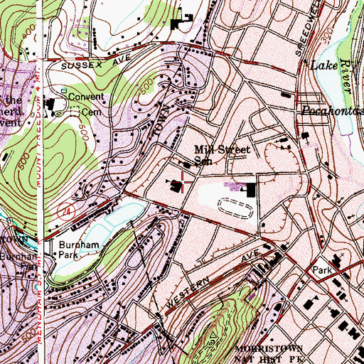 Topographic Map of Alexander Hamilton Elementary School, NJ