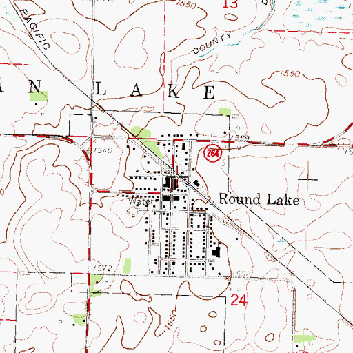 Topographic Map of Round Lake (historical), MN