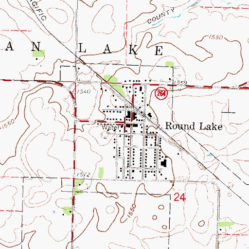 Topographic Map of Round Lake Fire Department, MN