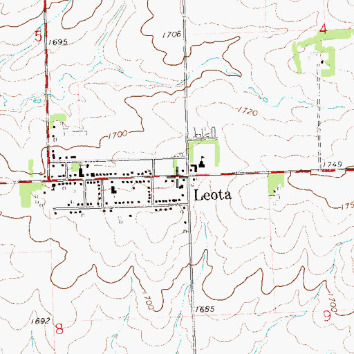 Topographic Map of Leota Post Office, MN