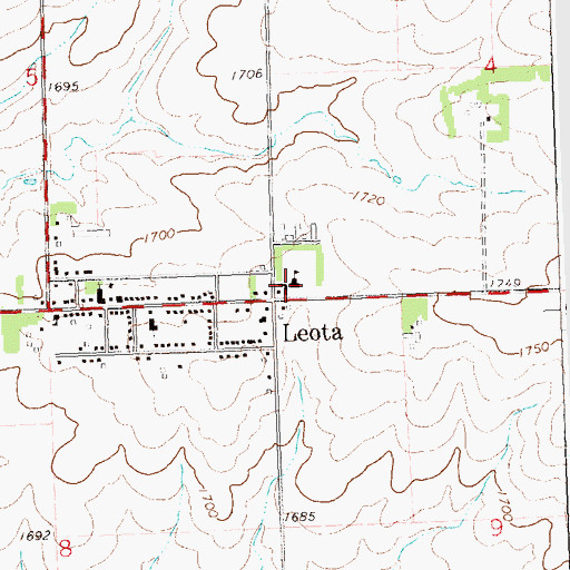 Topographic Map of Leota Christian Elementary School, MN