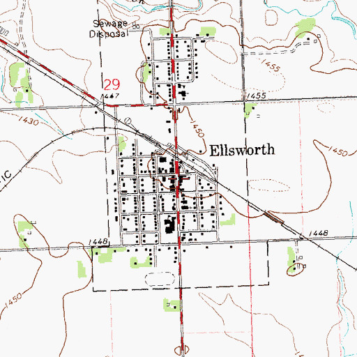 Topographic Map of Ellsworth Post Office, MN