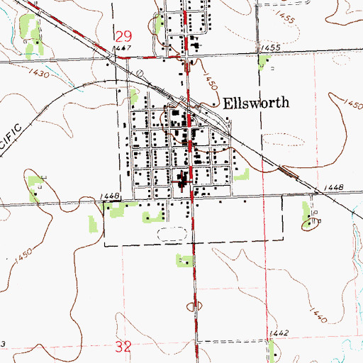 Topographic Map of Ellsworth High School, MN