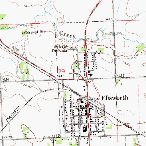 Topographic Map of Ellsworth City Park, MN