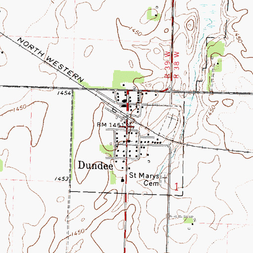 Topographic Map of Dundee Fire Department, MN