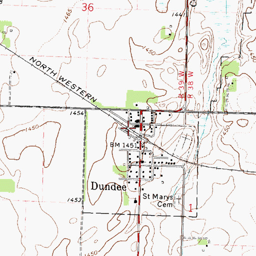Topographic Map of Dundee City Park, MN
