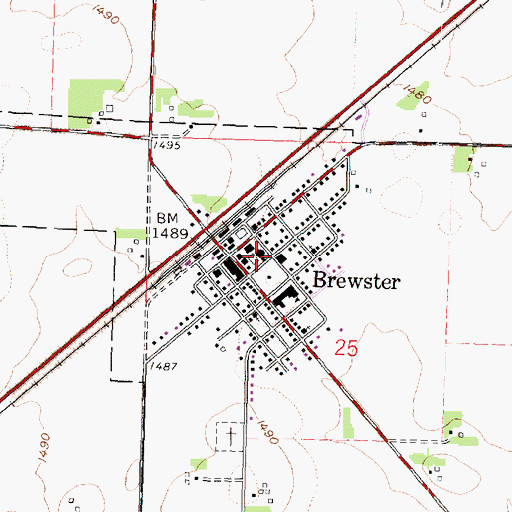 Topographic Map of Brewster City Hall, MN