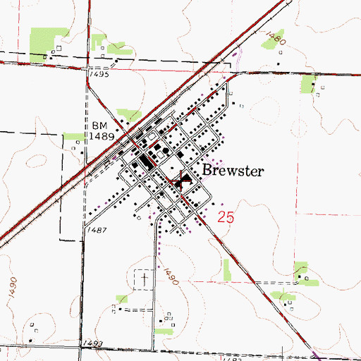 Topographic Map of Brewster Public School, MN