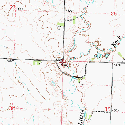 Topographic Map of Sunrise Cemetery, MN