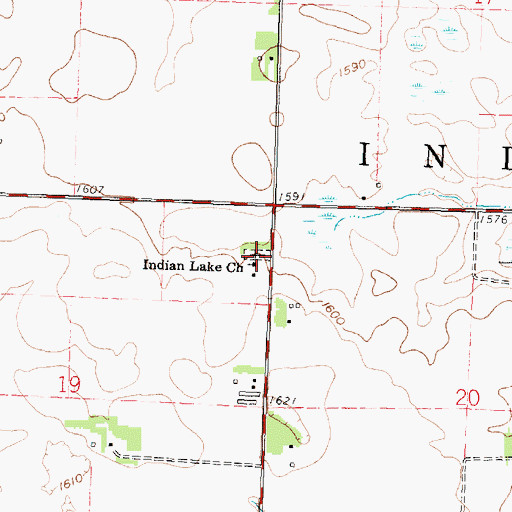 Topographic Map of Indian Lake Baptist Cemetery, MN