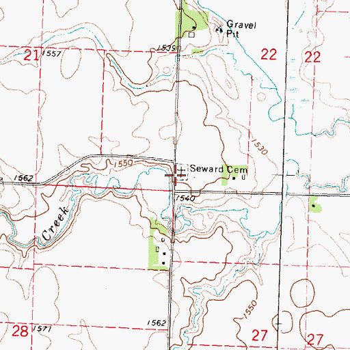 Topographic Map of Seward Cemetery, MN