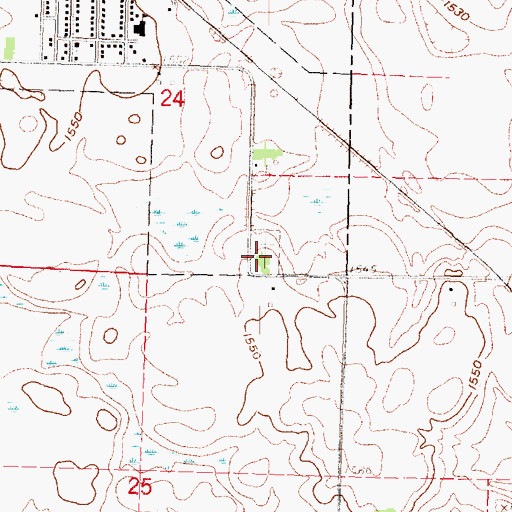 Topographic Map of Round Lake Cemetery, MN