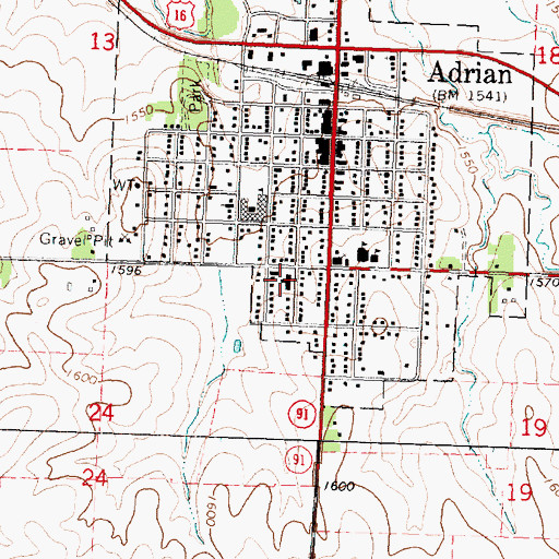 Topographic Map of Adrian Care Center, MN