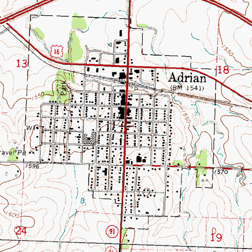 Topographic Map of Adrian Police Department, MN