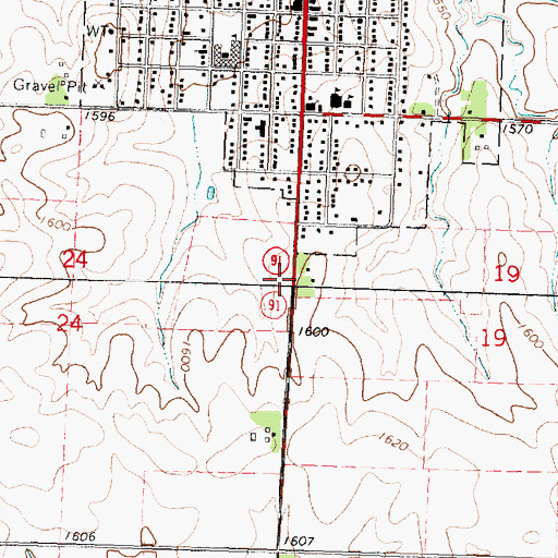 Topographic Map of Adrian Country Club, MN