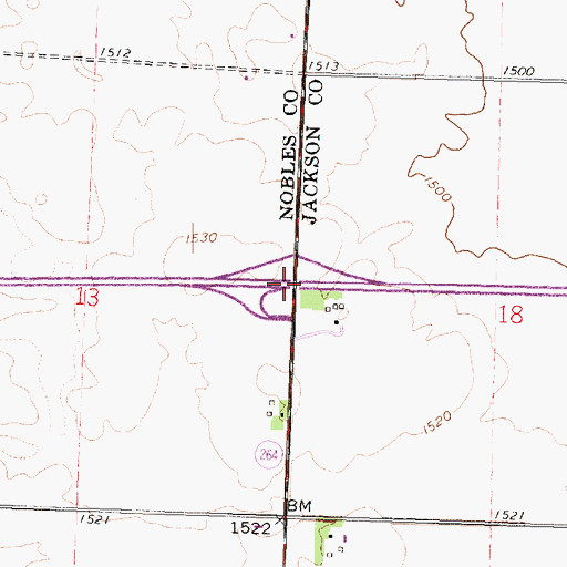 Topographic Map of Interchange 50, MN