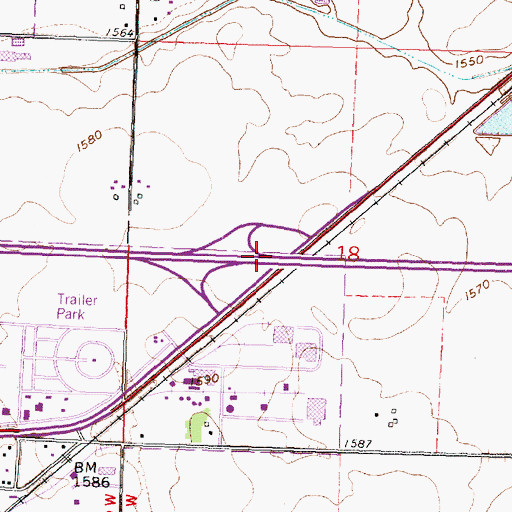 Topographic Map of Interchange 45, MN