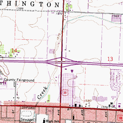 Topographic Map of Interchange 43, MN