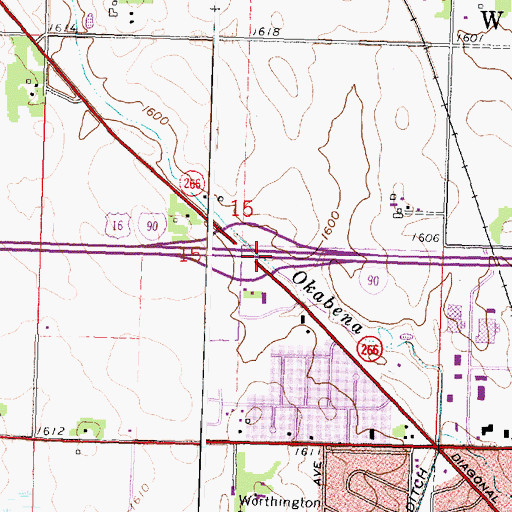 Topographic Map of Interchange 42, MN