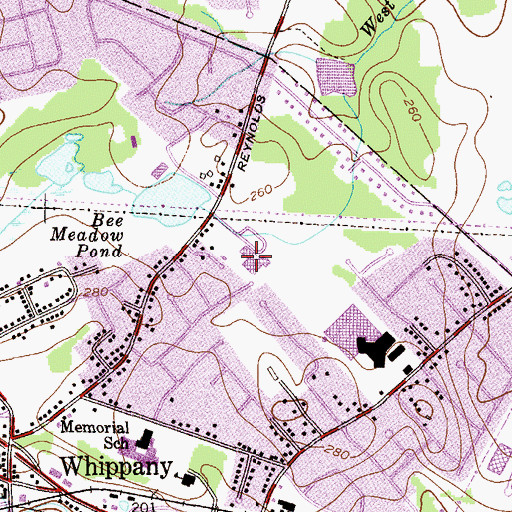 Topographic Map of Bee Meadow Elementary School, NJ