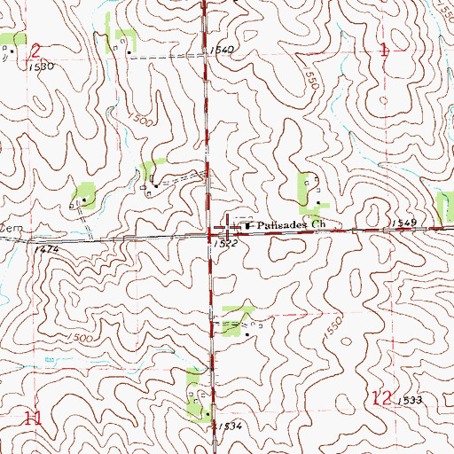 Topographic Map of Palisades Cemetery, MN