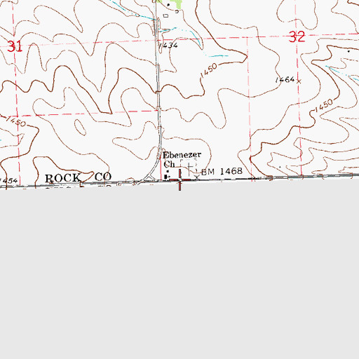 Topographic Map of Ebenezer Cemetery, MN