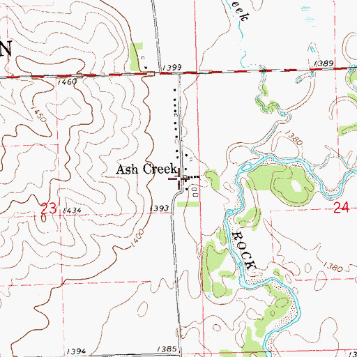 Topographic Map of Ashcreek Post Office (historical), MN