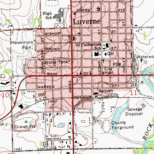 Topographic Map of Rock County Community Library, MN
