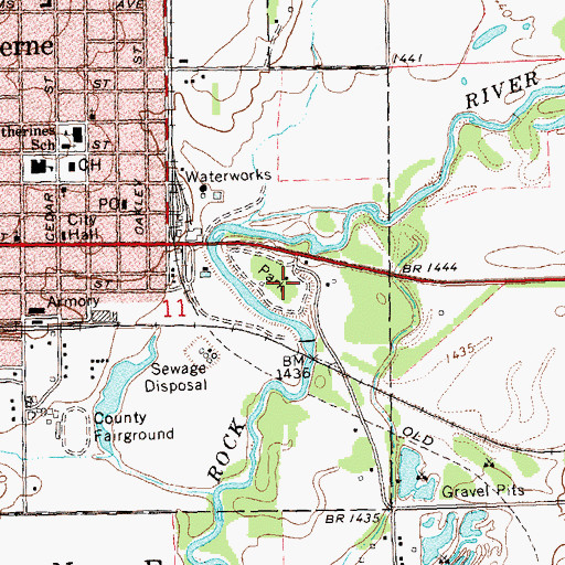 Topographic Map of Luverne City Park, MN