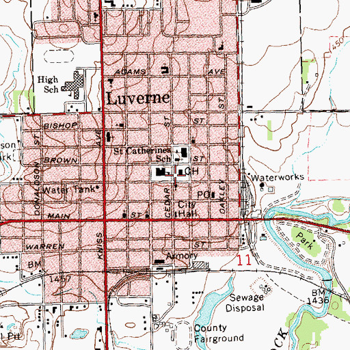 Topographic Map of Rock County Courthouse, MN
