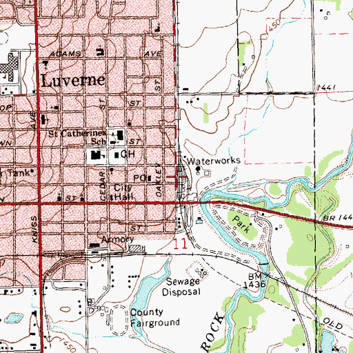 Topographic Map of Luverne, MN