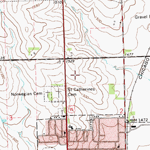 Topographic Map of Sanford Luverne Medical Center, MN