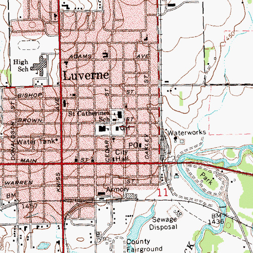 Topographic Map of Luverne Community Hospital, MN