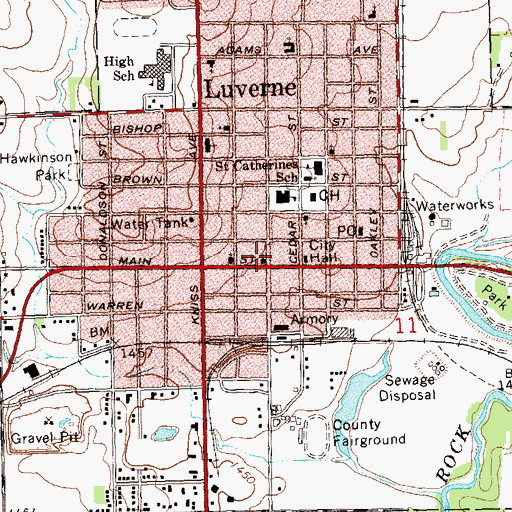 Topographic Map of United Methodist Church, MN