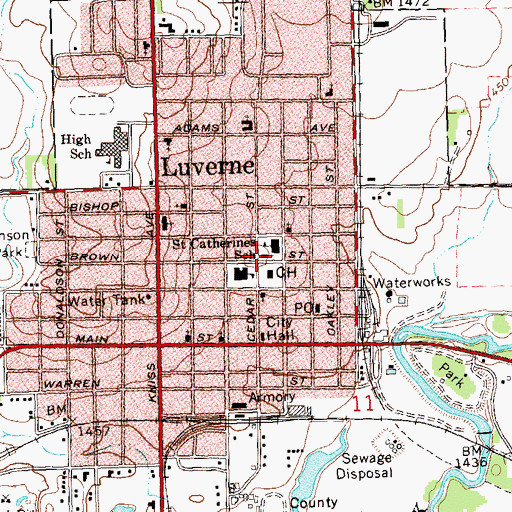 Topographic Map of Saint Catherine Church, MN